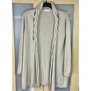 Rocco‎ Ragni Merino Cashmere Silk Beige Gray Sweater Sz L Cardigan Italy Lux